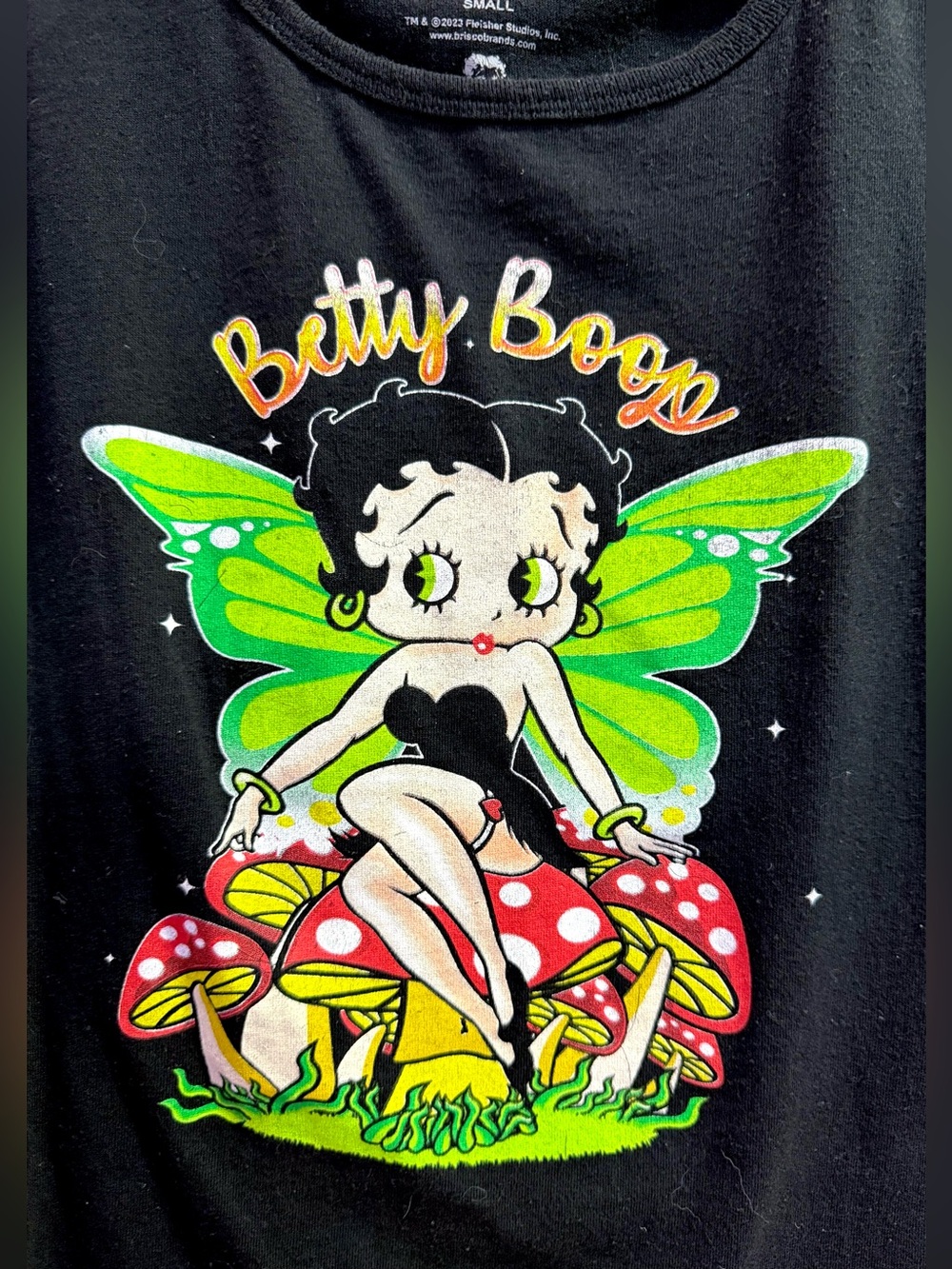 Betty Boop Butterfly Wings Fairy Mushrooms tank top size S